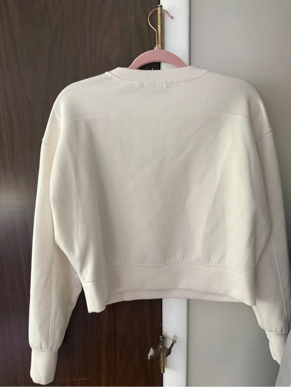Danskin Cream Ribbed Crewneck Pullover - Picture 3 of 3